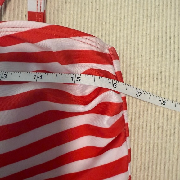 Red and White Striped Swim 2 Piece with Ruched Detail - Picture 6 of 14